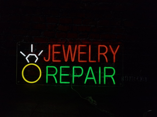 ซ่อมเครื่องประดับ หรือ ซ่อมรองเท้า ป้าย LED Neon ที่กําหนดเอง การตกแต่งภายใน อาคริลิก DC12V